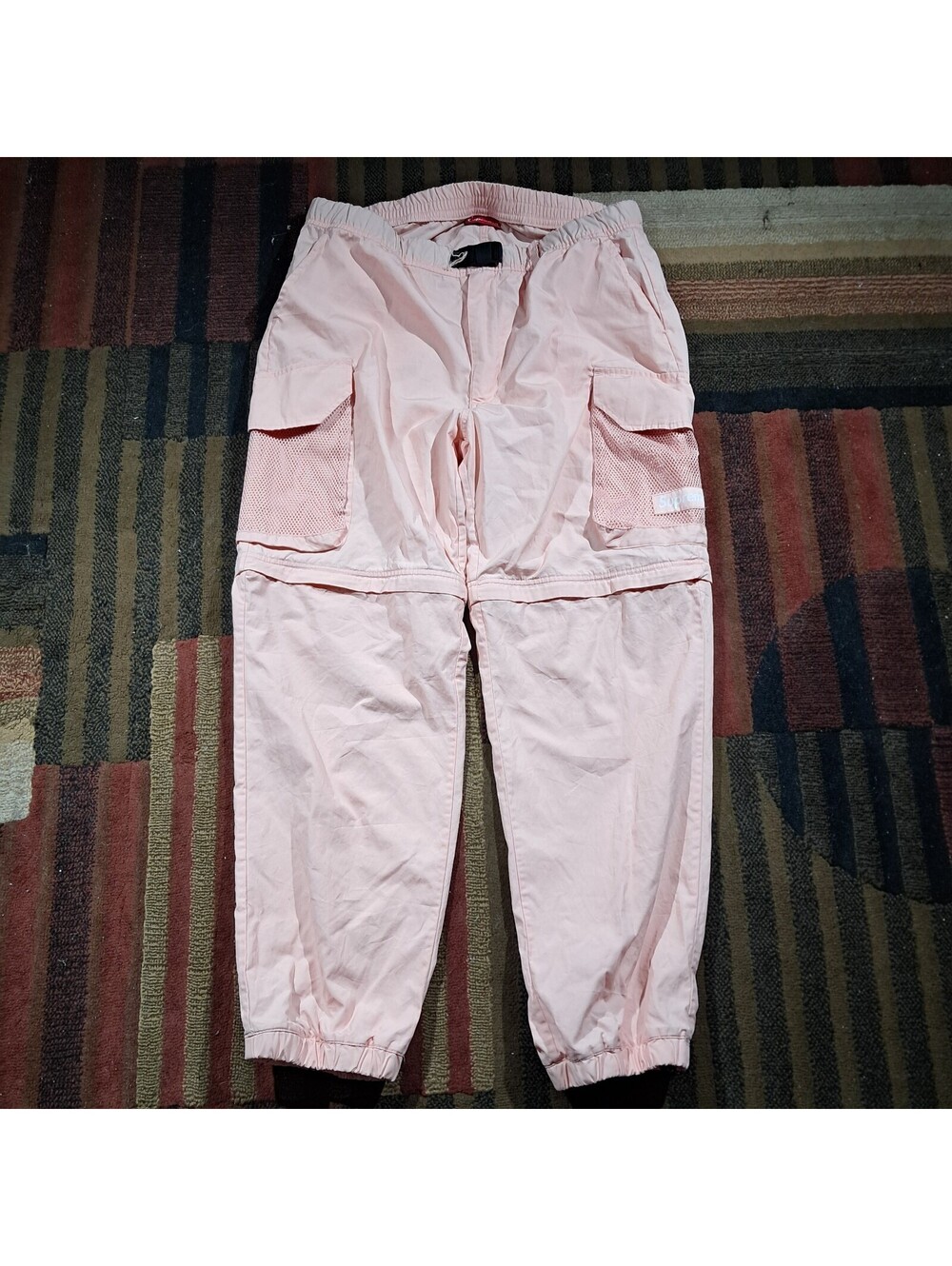 Supreme Mesh Pocket Belted Cargo Pants Mens XL Dusty Pink